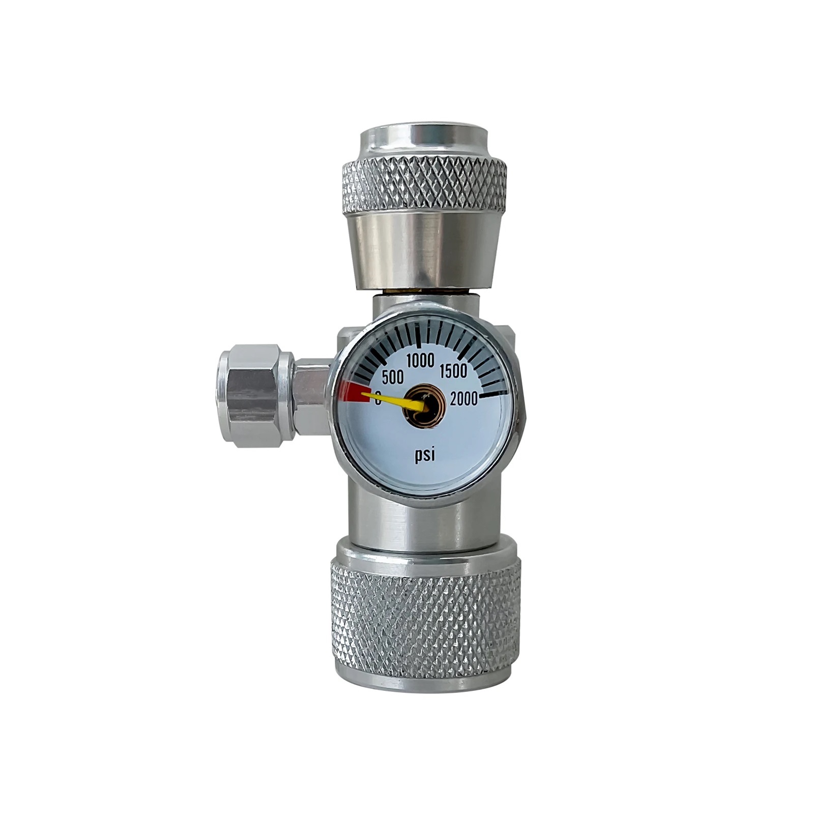 CO2 flow Regulator Needle Valve with Mini Gauge 0-2000PSI Gas flow Rate Control W21.8 Thread ,Durable Brass Construction