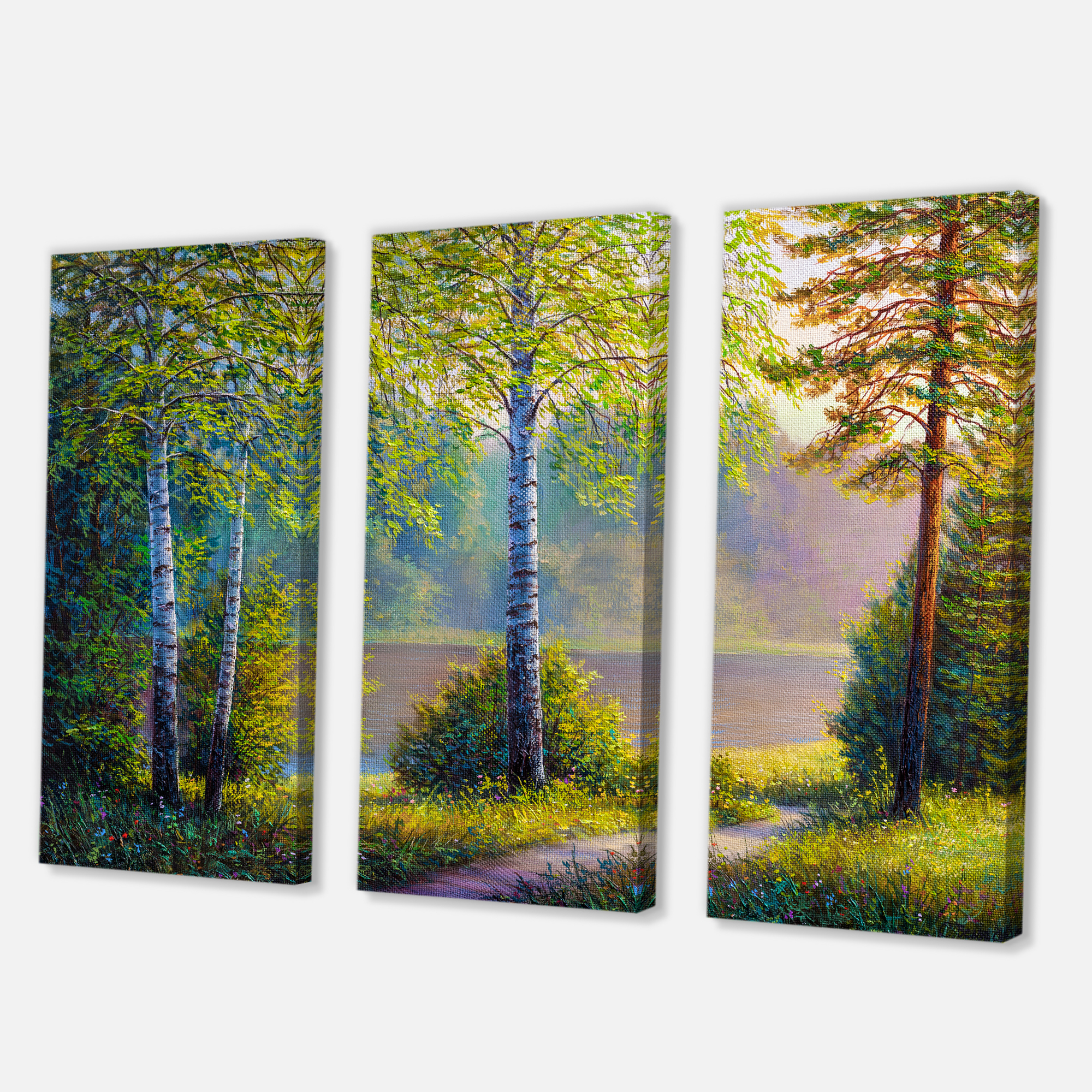 Subtle Sunset Light Through The Trees I 28 in x 36 in Painting Canvas Art Print, by Designart