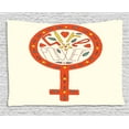 thumbnail image 1 of Feminist Tapestry, Hand-Drawn Doodle Style Femina Venus Symbol with Floral Motif and Quote Girl Power, Wall Hanging for Bedroom Living Room Dorm Decor, 80W X 60L Inches, Multicolor, by Ambesonne, 1 of 2