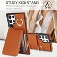 thumbnail image 3 of Allytechgroup Wallet Case for Samsung Galaxy S24 Ultra with Card Slots, RFID Blocking Ring Holder Kickstand Bumper Anti-Scratch Slim Phone Case Cover for Galaxy S24 Ultra, Brown, 3 of 8