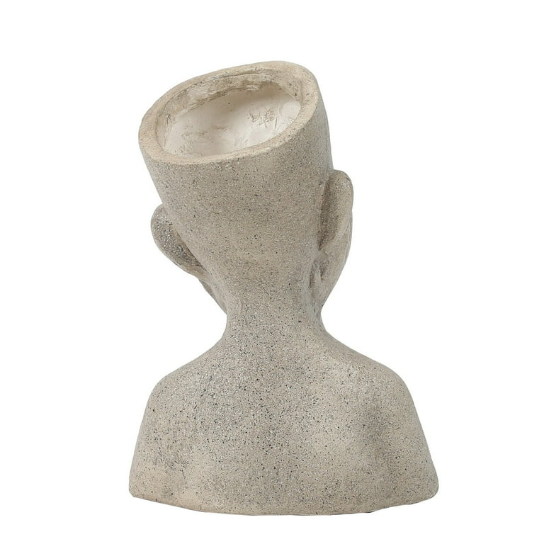 LuxenHome Speckled Off White MgO Happy Bust Head Planter