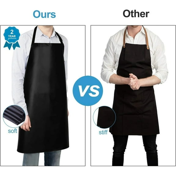1PC Waterproof Apron Black, Lightweight Vinyl Aprons Rubber Apron for Dishwashing, Butcher apron for Dishwashing, Lab, Dog Grooming, Personalized Cooking Kitchen Aprons Gifts