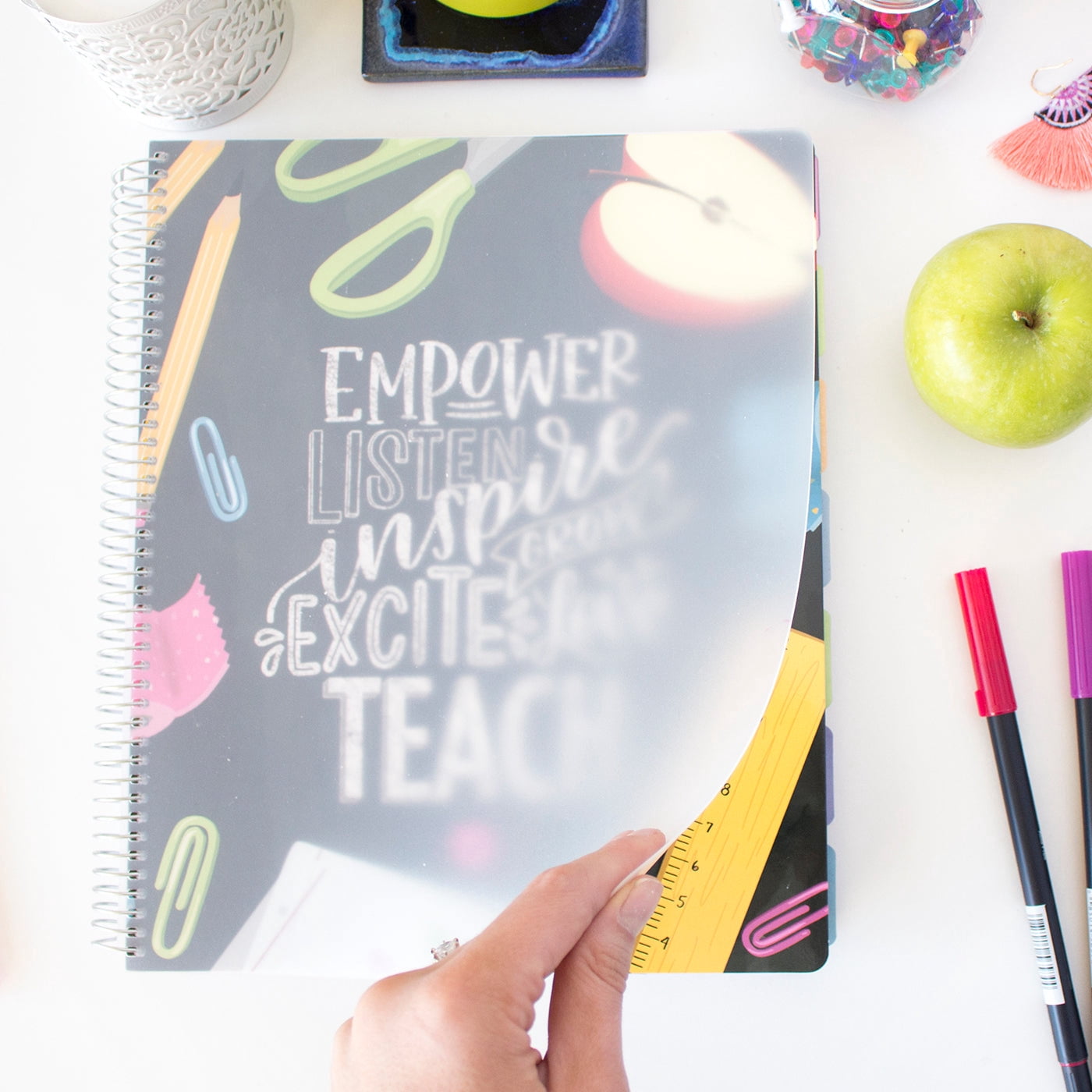 bloom daily planners Undated Teacher Planner & Calendar, Chalkboard, 9" x 11"