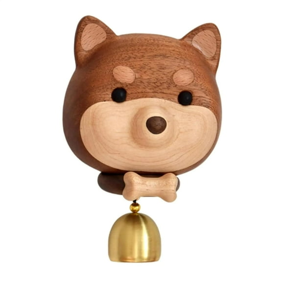 Dog Shape Wooden Door Bell - Black Walnut Cartoon Doorbell - Dopamine Wind Chime Suction Ornament - WoodyBeing Shopkeepers Bell for Door Opening