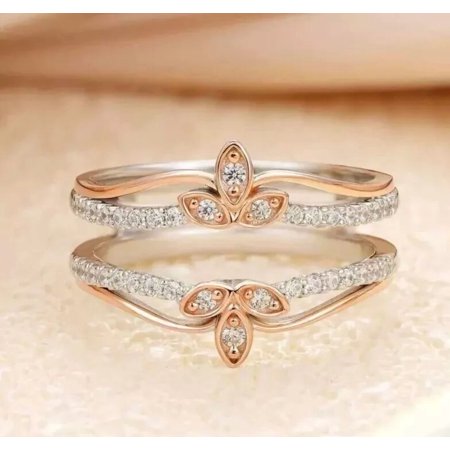 1.50 Ct Round Simulated Diamond Enhancer Wrap Ring Guard, 14K Two-Tone Gold Plated Over Sterling Silver