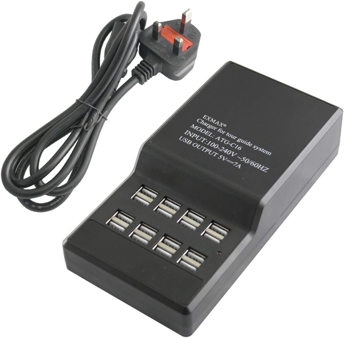 EXMAX® EX-100 Wireless Tour Guide System Microphone Earphone Headset for Church Translation Walking Museum Tour Courtroom Assitive Listening (1 Transmitter 15 Receivers 16-Ports USB Charger Base)
