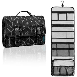 Pavilia Hanging Toiletry Bag, Extra Large, Black Chevron