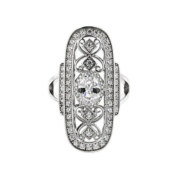 Edwardian Cocktail Split Shank Engagement Rings For Women's 1.9 Ct Diamond 14K White Gold Over