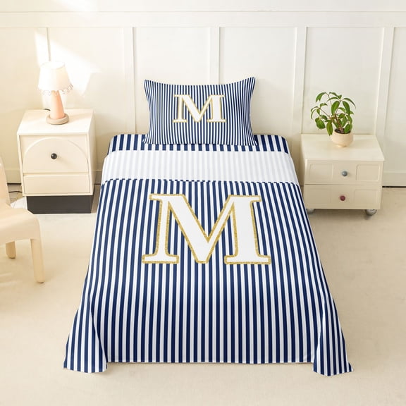 Erosebridal Letter M Kids Twin Sheet Sets, Modern Abstract Bedding, 3-Piece