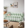 thumbnail image 6 of Sage Green Buffalo Plaid Sofa Covers for 2-3 Cushion Couch L-Shaped Sectional, Green White Checkered Farmhouse Washable Sofa Covers Slipcover for Living Room Furniture, Couch Cover Blanket 71"x134", 6 of 9