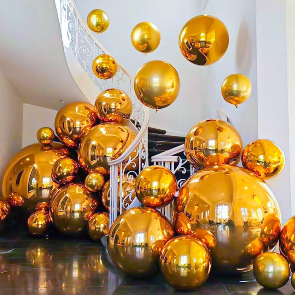 4D Foil Holographic Round Balloons Party Decoration for Birthday Valentine Baby Shower Christmas Bachelor Party Decor