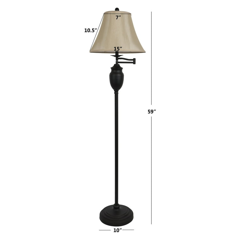 Free Shipping Decor Therapy Wellington Steel Swing Arm Floor Lamp 14 x14 x 60