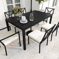thumbnail image 6 of Martha Stewart 7-Piece Indoor-Outdoor Dining Set with 6 Stackable Dining Chairs and 60" Table with Steel Frames in Black with Cream All-Weather Cushions, 6 of 12