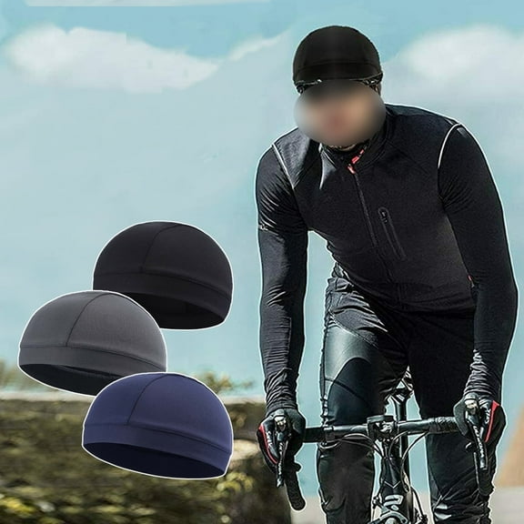 ASTRAEA 1P Skull Caps for Women Men, Cooling Mesh Helmet Liner Sweat Wicking Cap for Running Hiking Cycling, Black