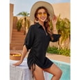 thumbnail image 6 of SOMER Womens Bathing Suit Cover Ups Bikini Swimsuit Coverup Drawstring Beach Dress Shirt Sundresses Beachwear Summer Black, 6 of 11
