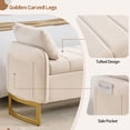 thumbnail image 3 of Aemeios 66"W Tufted Storage Bench for Bedroom End of Bed with Gold Legs and Two Pillows, Beige, 3 of 11