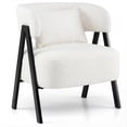 thumbnail image 1 of Costway Faux Rabbit Fur Upholstered Armchair w/Lumbar Pillow & Metal Legs White, 1 of 9
