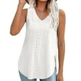 thumbnail image 4 of TrendVibe365 Tank Tops for Women 2024 Summer Tunic Solid Split Curvy Hem Shirts Sleeveless Tees Blouse V Neck Tshirts Loose Fit Pullovers Clothes, 4 of 8