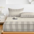 thumbnail image 6 of Full Size Fitted Sheet Set - Retro Grey 3 Piece Bedding Sets 16" Deep Pocket Fitted Sheet with 2 Pillowcases Farmhouse Buffalo Plaid Vintage Beige Brushed Microfiber Hotel Luxury Bed Sheets, 6 of 9