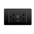 thumbnail image 1 of Thailand Type Electrical Wall Receptacle Outlet Space Saving USB Type C Wall Charger Outlet for Home Black, 1 of 4