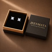 JeenMata 2 Carat Princess Solitaire Moissanite Stud Earrings for Women, Earrings for Men, 18K White Gold Plated, Hypoallergenic Earrings, D VS1, Stud Earring for Woman, Jewelry, Gift, Earrings