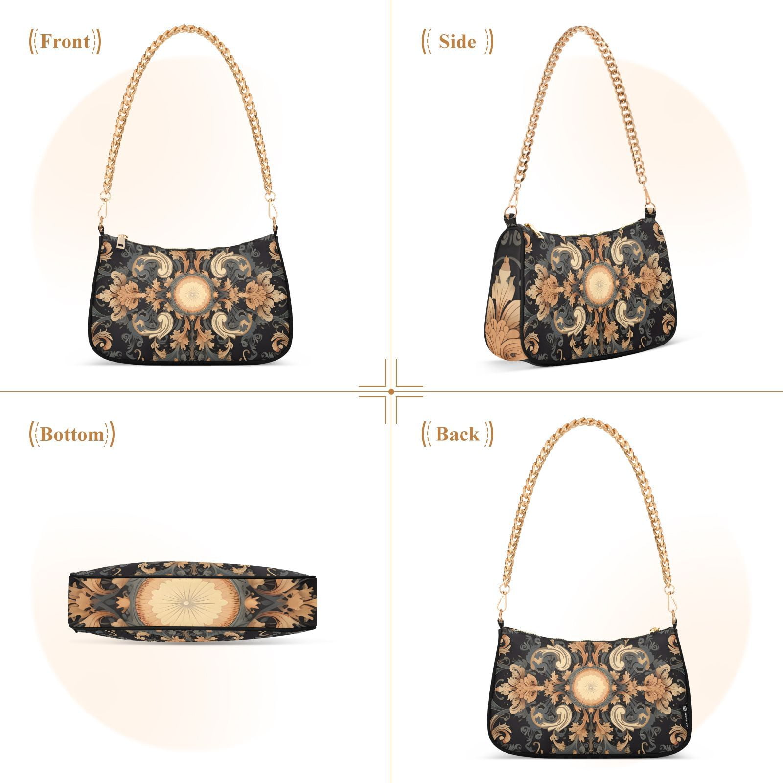 Boho Pattern TribalWomen Small Shoulder Bag Crossbody Tote Hobo Bags Purse Clutch Handbags with Chain Strap for Women