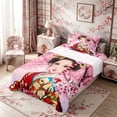thumbnail image 3 of Manfei Anime Geisha Twin Sheet Sets for Teens, Sakura Kimono Bedding, Pink Red 3pcs, 1 Flat Sheet, 1 Fitted Sheet and 1 Pillowcase, 3 of 6