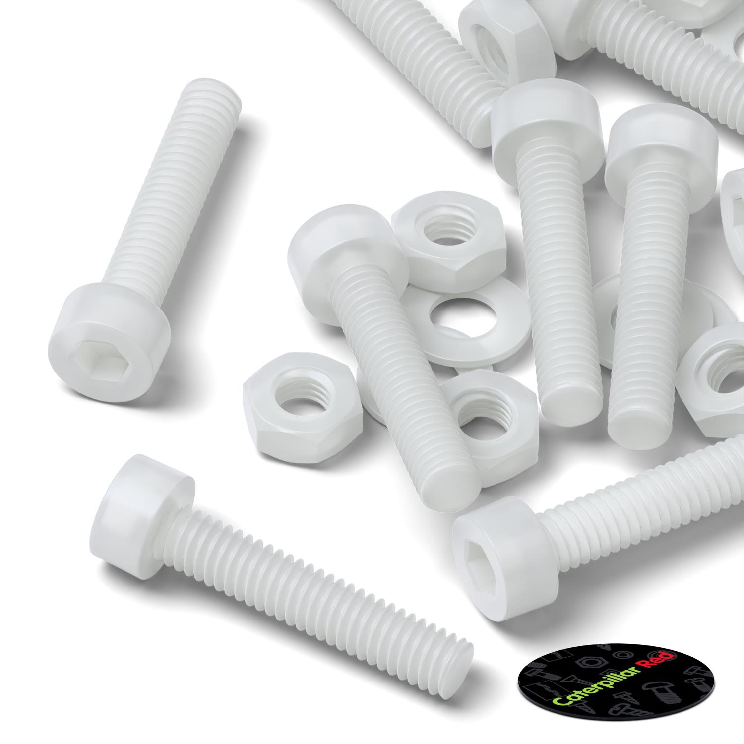10x PVDF socket head, hex head, plastic machine screws, M3 x 20mm, Bolts, Washers and Nuts, (3/32 x 25/32 in)