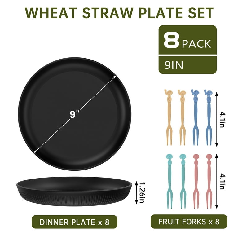 GPED 9-Inch Wheat Straw Dinner Plates Set of 8 photo 5