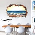 thumbnail image 2 of Calcomanías de pared de playa 3D realistas, pegatinas de pared de paisaje costero, murales de decoración de puerta de pared de dormitorio, sala de estar, TV (playa 3d-amarillo), 2 of 5