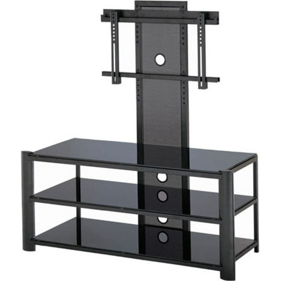 Lite Source Lsh 5612 3 Tier Tv Stand Black Glass From The Burly Collection