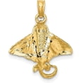 thumbnail image 3 of Solid 14K Yellow Gold Textured Spotted Eagle Ray Charm - 21mm, 3 of 6