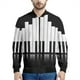 thumbnail image 4 of Chaqueta con estampado de piano para hombre y mujer, color blanco y negro, con estampado 3D, de manga larga, holgada, con cuello alto y cremallera, para primavera y otoño, 4 of 4