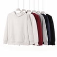 thumbnail image 2 of Solid color hooded cordless loose sweatshirt for men, autumn and winter heavyweight retro casual versatile pullover sweatshirt for women, 2 of 4
