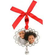 Metal Petal Frame Photo Ornament with Year Tag