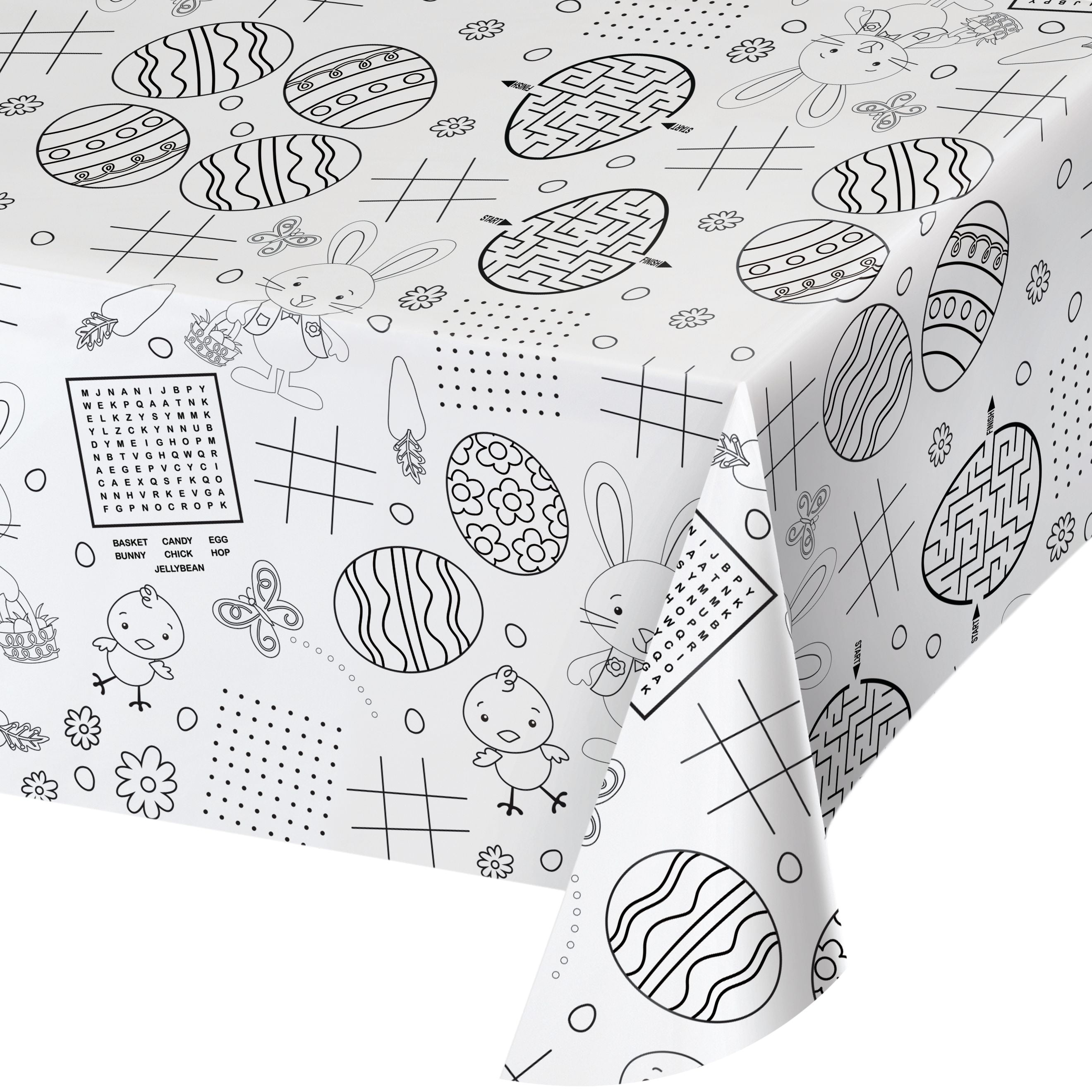 Easter Coloring Activity Plastic Tablecloth 108 X 54 Walmart Com Walmart Com