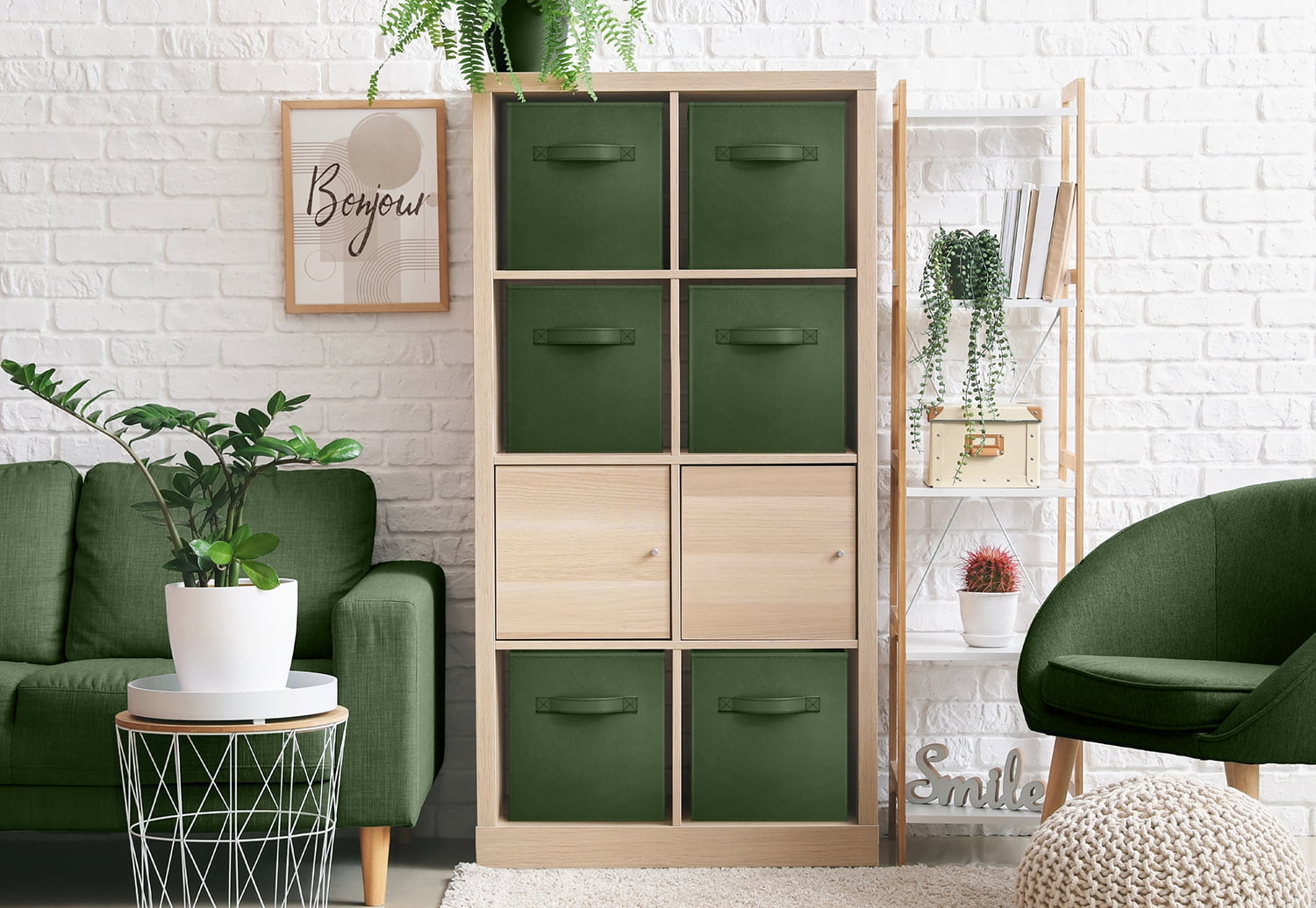Sorbus 11" Foldable Fabric Storage Cube Bin, Dark Green