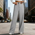 thumbnail image 2 of Miluxas Women Wide Leg Dress Pants High Waisted Button Zip Business Casual Trousers Versatile office Work Pants with Pockets, 2 of 9