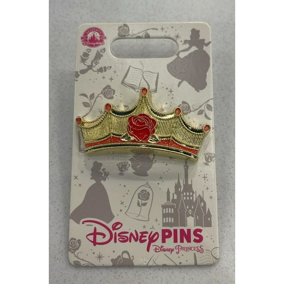 Disney Parks Princess Belle Beauty and the Beast Crown Pin New with Card