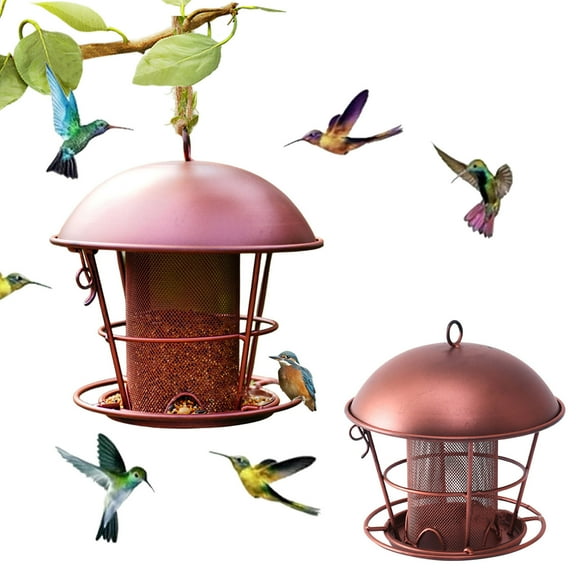 sruoe Bird Feeder, Hanging Bird Feeders Outdoor, Weatherproof Open Platform Bird Feeders, Decoration Wild Feeders for Outside, Garden, Patio, Yard, Deck, Metal