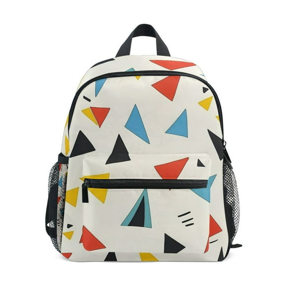 FORMRS School Backpack with Front Zippered Pocket 12" Student Travel Daypack, Beige Triangles