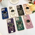 thumbnail image 6 of Compatible with iPhone 15 Pro Max Case 6D Plating Astronaut Hidden Stand Case for Women, Astronaut Folding Bracket Kickstand Soft TPU Shockproof Bumper Case for 15 Pro Max 6.7", Navy Blue, 6 of 12