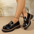 thumbnail image 5 of Black Platform Loafers for Women - Women's Slip-On Faux Leather Loafers, Chunky Comfort Shoes for Work & Dressy Occasions Size 36-43 Black, 5 of 5
