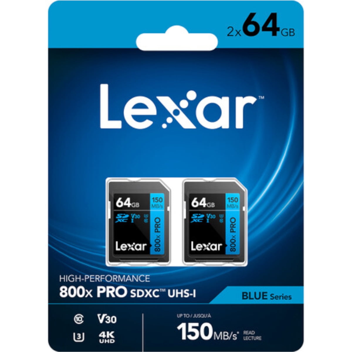 Lexar High-Performance 800x PRO BLUE Series 64GB SDXC Memory Card, 2 Pack