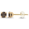 thumbnail image 2 of Decadence 14K Yellow Gold Plated 925 Sterling Silver 3mm Round Natural Smokey Quartz Birthstone Stud Earrings For Women, 2 of 5