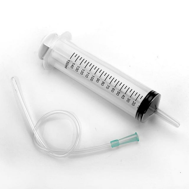 KDJ 150ml Large Plastic Syringe with Plastic Tubing, for Scientific Labs, Measuring, Watering, Refilling, Filtration, Feeding