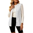 thumbnail image 6 of IROINNID Women's Fleece Vest Open Front Cable Knit Sleeveless Cardigan Coat with Pockets for Cozy Fall Winter Layering and Everyday Wear, 6 of 6