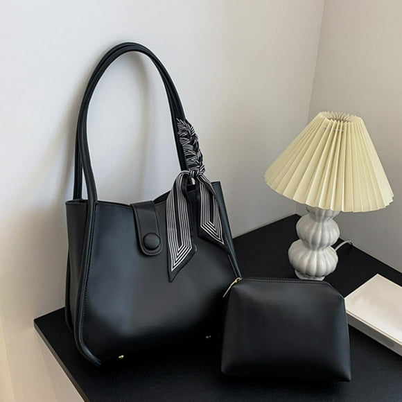 Bolso de hombro de moda Hugo gran capacidad cuero PU cubo para viajes trabajo Playa negro