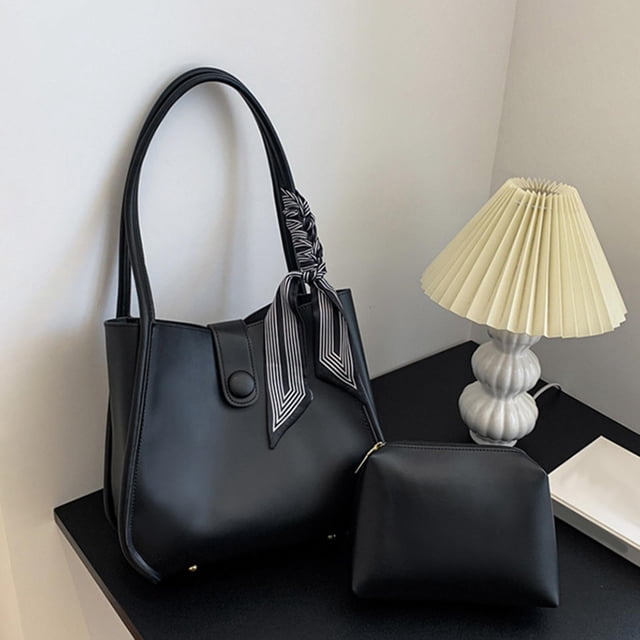 Bolso de hombro de moda Hugo gran capacidad cuero PU cubo para viajes trabajo Playa negro