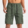 thumbnail image 3 of Stamzod Cargo Shorts for Men Elastic Waist Summer Casual Work Short with Multi Pocket Mens Clothes Army Green L, 3 of 8